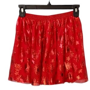 Celebrate Red Star Patterned Girl's Skirt Size Medium 7-8